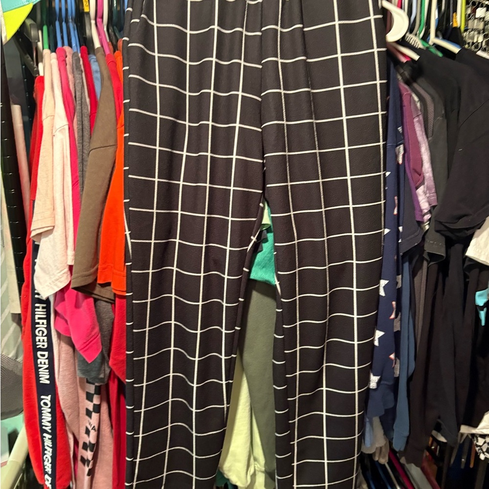SHEIN Black and White Checkered Women's Trousers